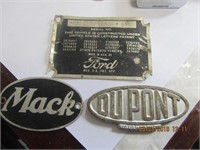 Mack, Ford & Dupont Labels