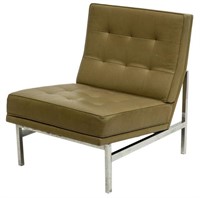 FLORENCE KNOLL PARALLEL BAR LEATHER LOUNGE CHAIR
