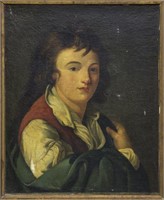 CONTINENTAL FRAMED OIL ON CANVAS PORTRAIT, 19TH C.