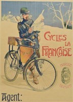 LARGE CHROMOLITHOGRAPH 'CYCLES LA FRANCIASE' AD
