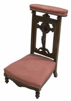 FRENCH CARVED WALNUT CHURCH CHAIR / KNEELER