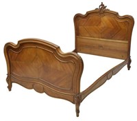 LOUIS XV STYLE CARVED WALNUT BED