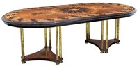 FRENCH EMPIRE STYLE BURL WOOD MARQUETRY TABLE