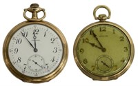 (2) POCKET WATCHES, ONE IN 14KT SOLID GOLD CASE