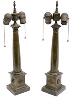 (2) NEOCLASSICAL STYLE BRONZE COLUMN TABLE LAMPS
