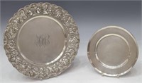 (2) STERLING SILVER PLATES, STIEFF REPOUSSE ROSE