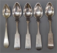 (5) JOHN PEABODY (TENNESSEE) COIN SILVER SPOONS