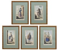 (5) HAND-COLORED LITHOGRAPHS OF SICILIAN PEASANTS