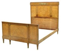 FRENCH EMPIRE STYLE BURL WOOD ORMOLU BED
