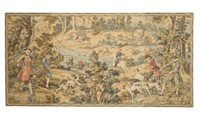 FRENCH MACHINE WOVEN HANGING TAPESTRY, HUNT SCENE