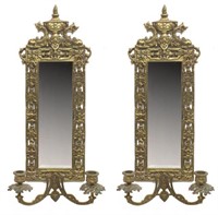 (2) NEOCLASSICAL STYLE BRONZE MIRROR CANDLE SCONCE