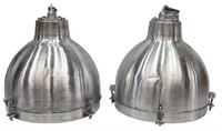(2) INDUSTRIAL STYLE ALUMINUM DOMED PENDANT LAMPS