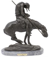 BRONZE, "END OF THE TRAIL" JAMES EARLE FRASER, 18"