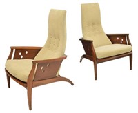 (PAIR) MID-CENTURY MODERN UPHOLSTERED ARMCHAIRS