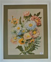 Floral Needlepoint - Framed & Matted