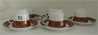 Set of Five Espresso Cups & Saucers