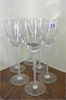 Six Long Stem Wine Glasses