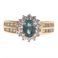 A Lady's Alexandrite & Diamond Ring in 18K Gold