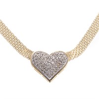 A Lady's Pave Diamond Heart Necklace in 14K