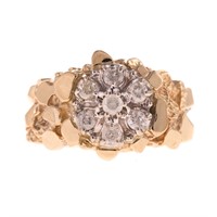 A Gent's 10K Diamond Nugget Ring