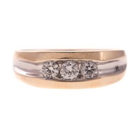 A Gent's Two Toned Three Stone Diamond Band