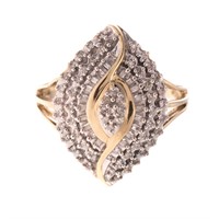 A Lady's 10K Diamond Cluster Ring