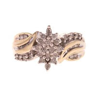 A Lady's 10K Diamond Cluster Ring