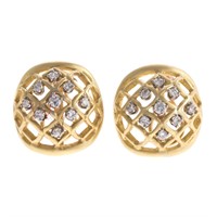 A Pair of Lady's 14K Lattice Diamond Earrings