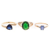 A Trio of Lady's Gem Stone Rings in Gold