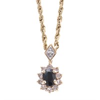 A Lady's Sapphire & Diamond Pendant in Gold