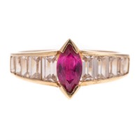 A Lady's Pink Sapphire & Diamond Ring in 14K
