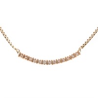 A Lady's 14K Curved Diamond Bar Necklace