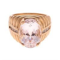 A Lady's Kunzite and Diamond Ring in 14K