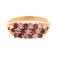 A Lady's Ruby and Diamond Ring in 14K Gold