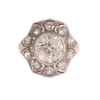A Lady's 4.51 Diamond Art Deco Ring in Platinum