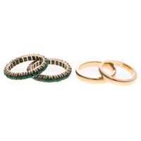 A Pair of 14K Turquoise Guards Rings & Gold Bands