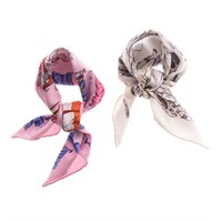 Hermès “Pavois” scarf 40 & "Paddock" scarf 40