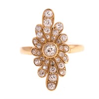 A Lady's Diamond Navette Ring in 18K Gold