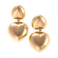A Pair of Lady's Heart Earrings in 14K Gold