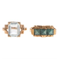 A Pair of Gemstone Rings in Gold