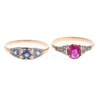 A Pair of Victorian Gemstone & Diamond Rings