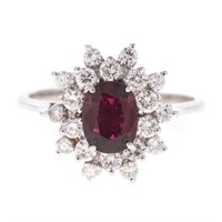 A Lady's Very Fine Ruby & Diamond Ring in 18K