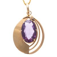 A Lady's 22K Chain with 18K Amethyst Pendant