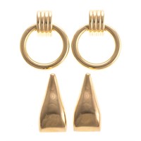 Two Pair of Lady's Gold Earrings in 14K
