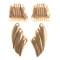 Two Pair of Lady's Earrings in 14K Gold