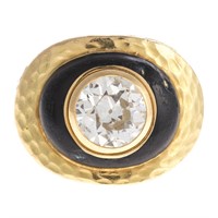 A 18K Diamond Ring & Enamel by David Webb
