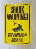 Shark Warning Metal Sign