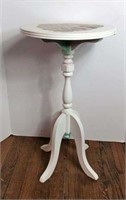 Wooden Side Table with Painted Floral Top