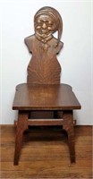 Antique Side Chair with Carved Figure