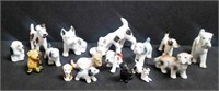 Ceramic Dog Figurines in High Glaze, lot of 12+